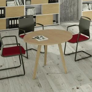 Tavolo rotondo alto Woody - diametro 100 cm - H 105 cm - rovere/ner